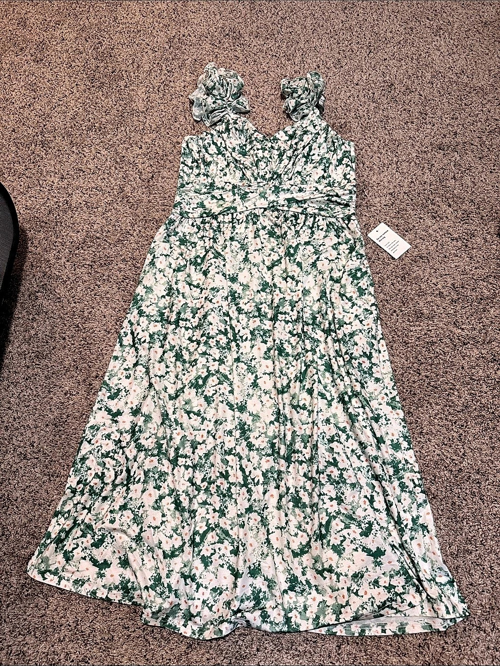 Grace Karin Green Floral Smocked Dress Green & White XL NWT